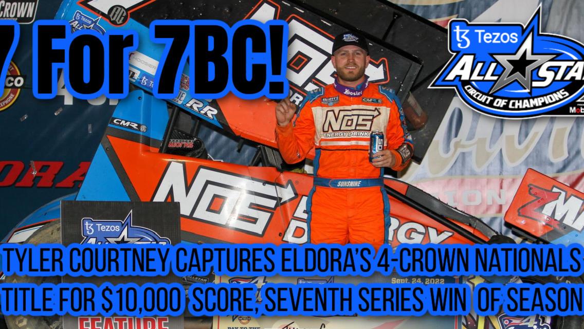Tyler Courtney captures Eldora&rsquo;s 4-Crown Nationals title for $10,000 score, seventh Series win of season