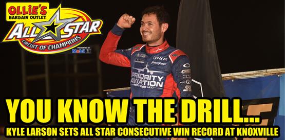 Kyle Larson sets All Star consecutive win record with seventh victory at Knoxville Raceway